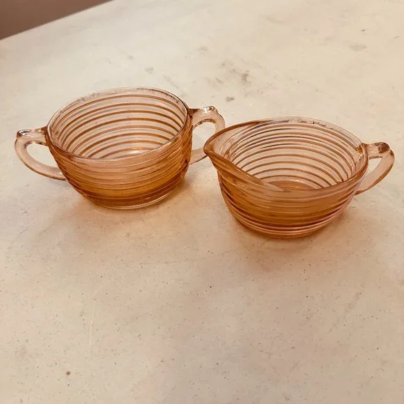 Anchor Hocking Manhattan pink depression glass Cream and Sugar - Picture 2 of 4